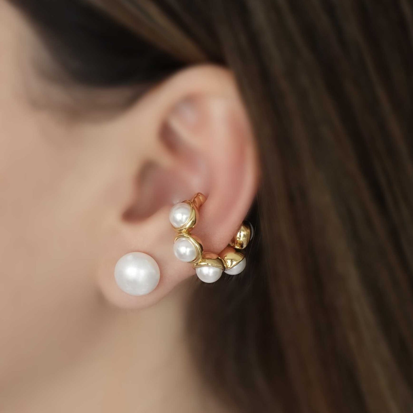 Aretes Pearl + Ear Cuff Pearl